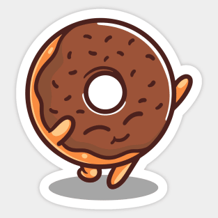 Happy Kawaii Donut Dancing Cute Funny Kawaii Food Brown Sticker